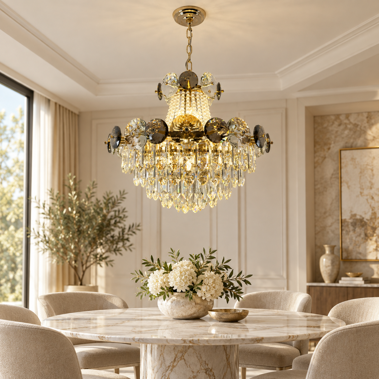 Sophia Gleam 50-40 – lampa kryształowa w jasnym wnętrzu
