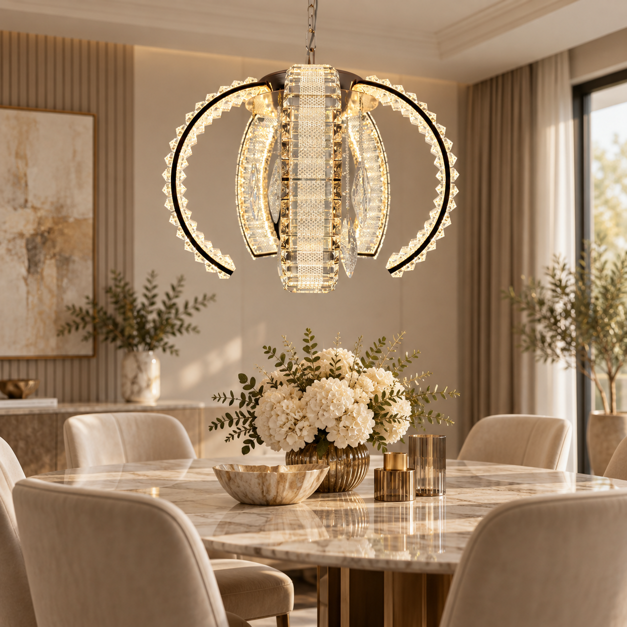 Vera Venus 50-43 – lampa LED w ciepłej luksusowej jadalni